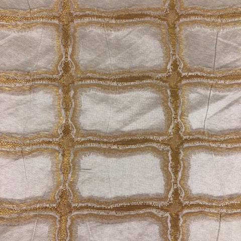 Woven: Rectangles - Ivory / Gold Ribbon